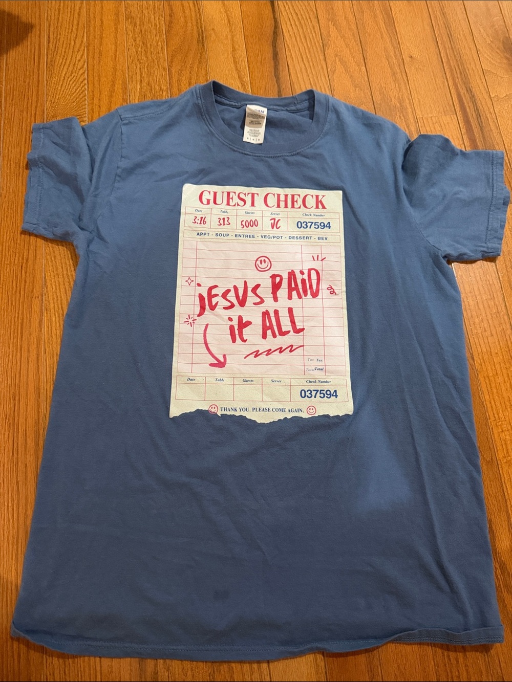 Casual Blue 'Jesus Paid It All' Graphic Tee